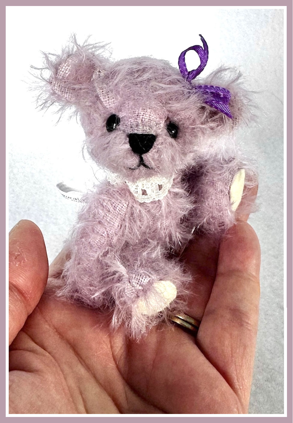 SOLD! Adeline: 4” Miniature Mohair Artist Teddy Bear