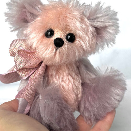 SOLD! Heather - 6 1/2" Pale Pink & Lavender Mohair Teddy Bear