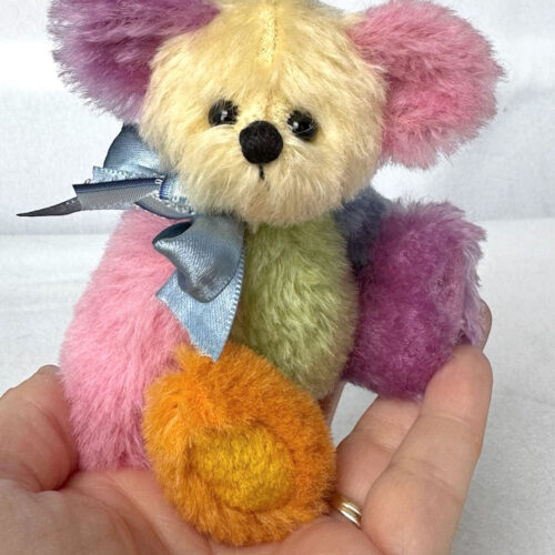 SOLD! Rainbow:  5”  Miniature Artist Teddy Bear