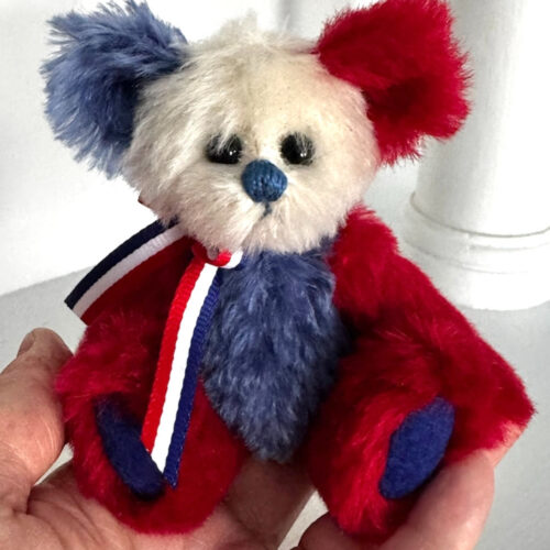SOLD! Spirit:  5”  Miniature Patriotic Artist Teddy Bear