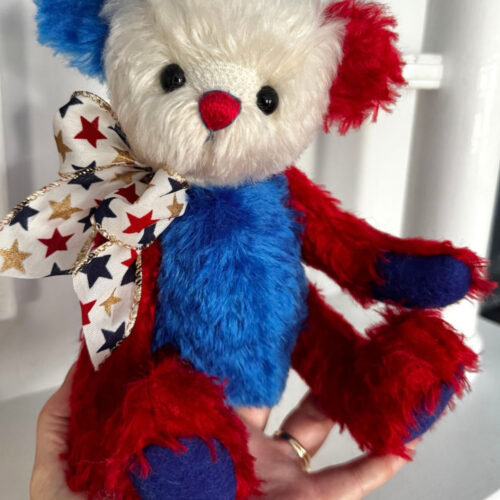 SOLD! Freedom:  10” Red, White & Blue Patriotic Artist Mohair Teddy Bear