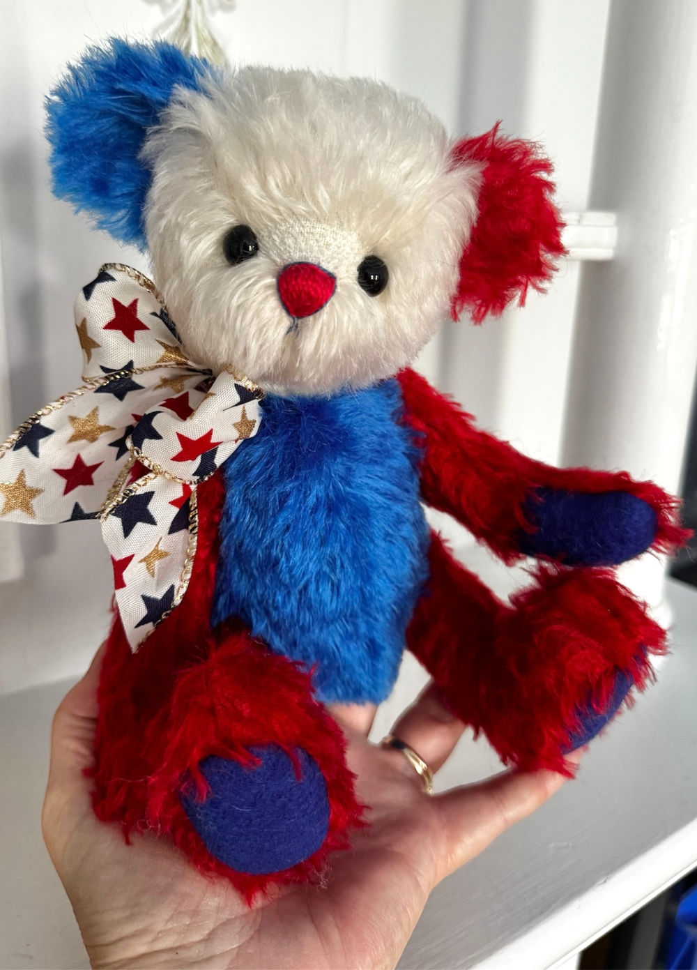 SOLD! Freedom: 10” Red, White & Blue Patriotic Artist Mohair Teddy Bear