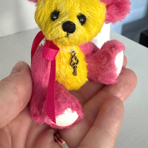 Dawn:  4”  Miniature Yellow & Pink Artist Teddy Bear