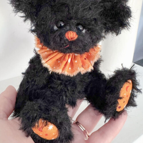 Boo - 6 1/2" Black Mohair Halloween Artist Teddy Bear