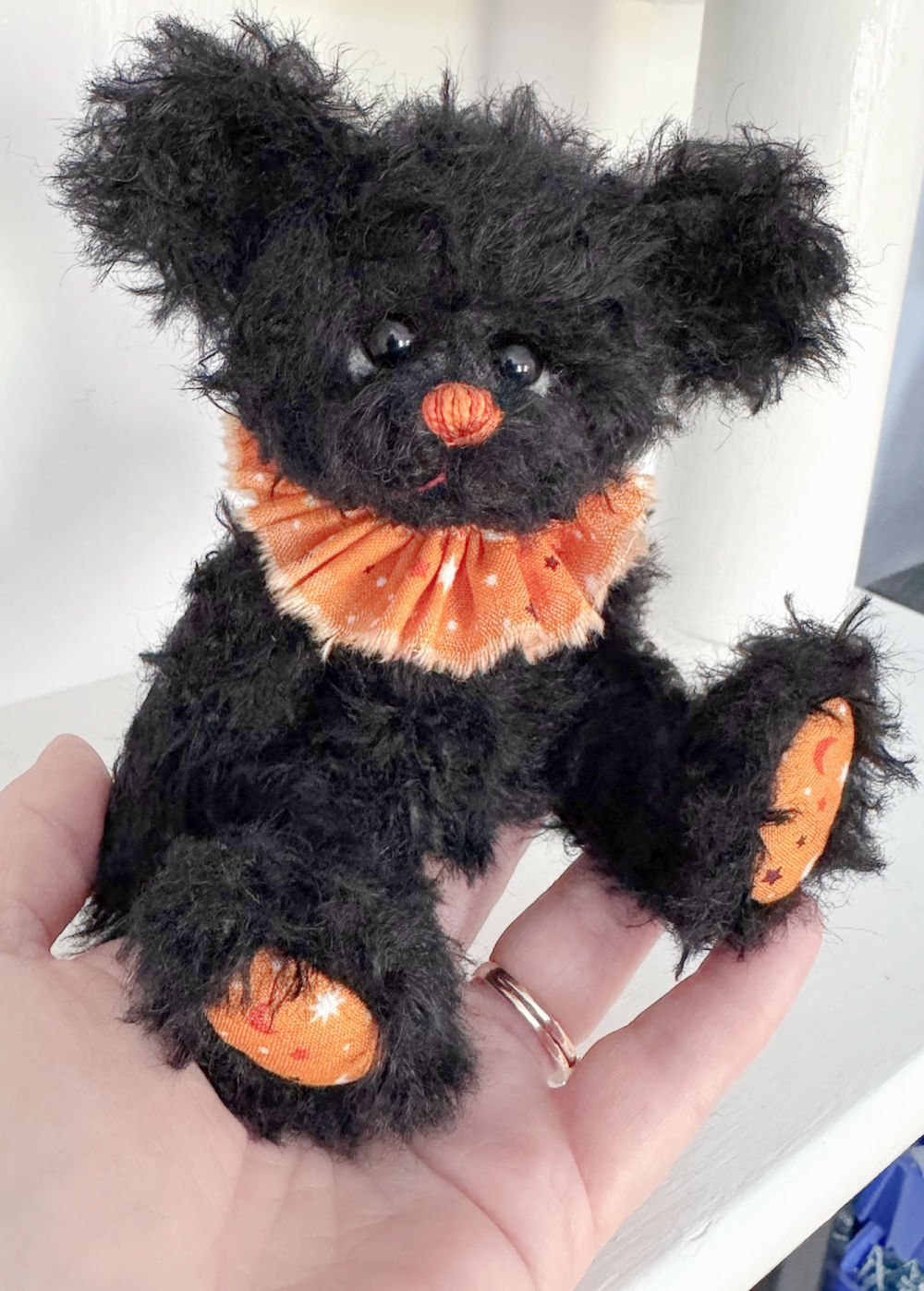 Boo - 6 1/2" Black Mohair Halloween Artist Teddy Bear