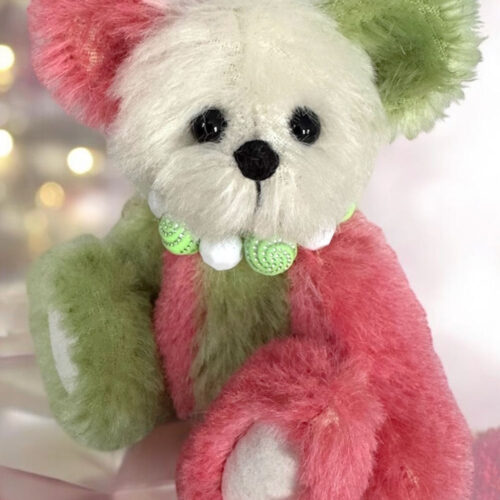 Holly:  4 3/4”  Miniature Pastel Christmas Artist Teddy Bear