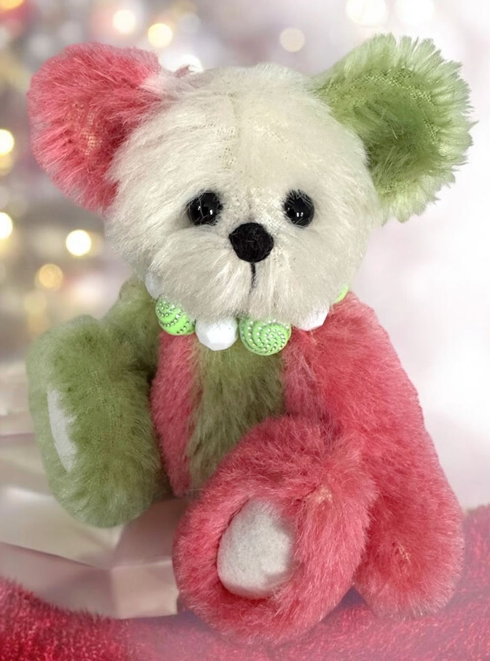 Holly: 4 3/4” Miniature Pastel Christmas Artist Teddy Bear