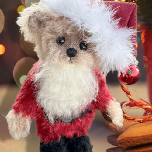 Santa Bear:  9”  Artist Christmas Mohair Teddy Bear